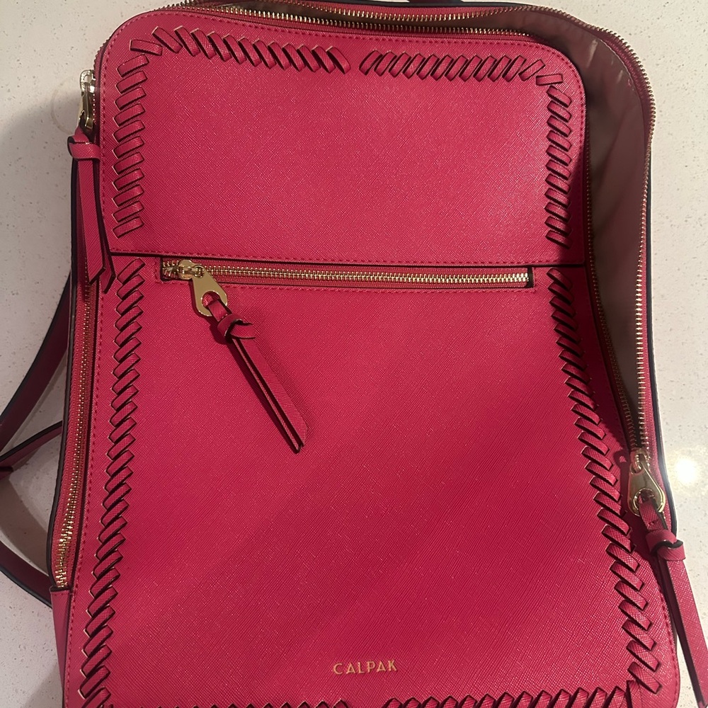 Calpak Fuchsia Backpack with Gold Accents